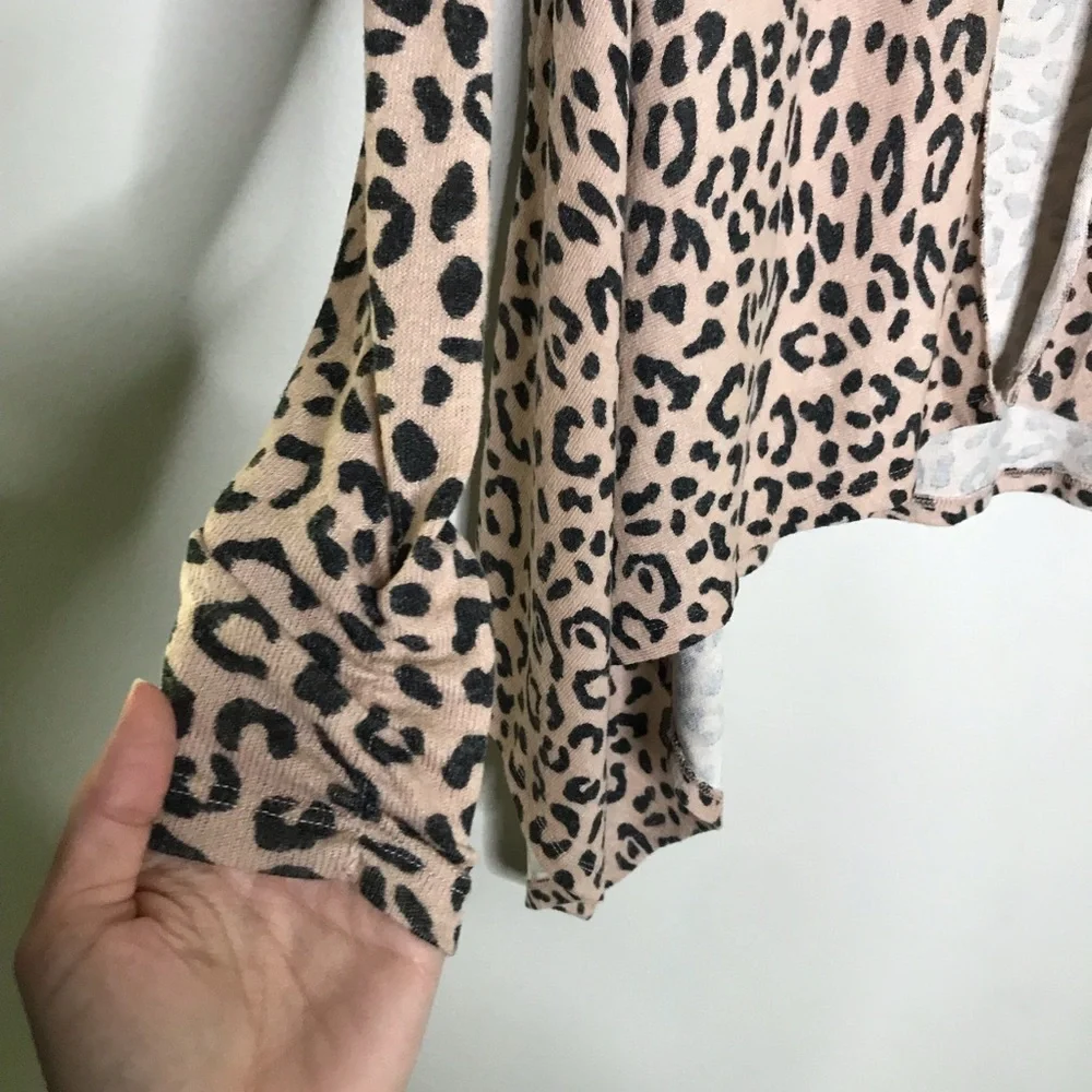 BOBEAU pink and black leopard print open front cardigan size XS - Picture 8 of 10